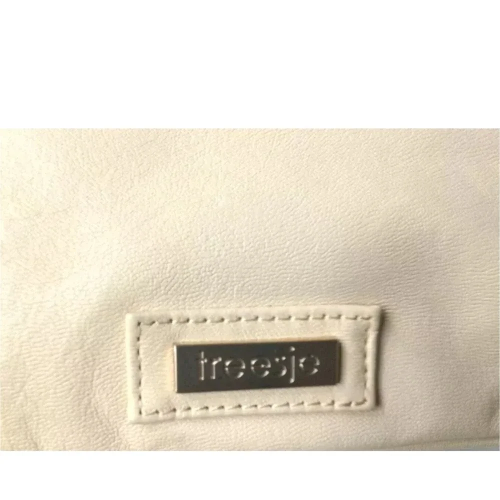 Treesje Leather Clutch Purse Large Evening Bag Yellow Tan